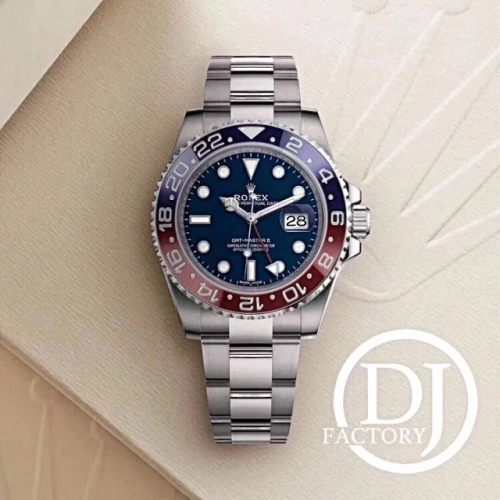 Rolex GMT Master II 116719 BLRO Pepsi 316L Stainless Steel Case DJF 1:1 Best Edition REAL Blue Red Ceramic Insert Blue Dial on Oyster Stainless Steel