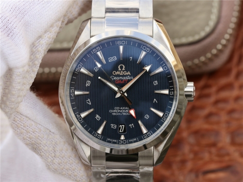 Omega Seamaster Aqua Terra 231.10.43.22.03.001 150M Stainless Steel GMT Blue Dial VSF 1:1 Best Edition On Stainless Steel Bracelet 8605 V2