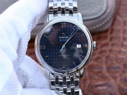 Omega De Ville Prestige 424.10.40.20.03.003 39.5mm RXW 1:1 Best Edition Blue Textured Dial Silver Marker On Stainless Steel Bracelet Swiss 2892