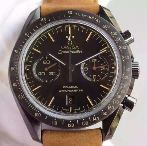 Omega Speedmaster 311.92.44.51.01.006 Moonwatch Co-Axial Chronograph Vintage Black PVD on Brown Asso LeatherStrap Swiss 9300