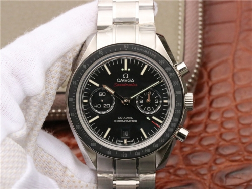 Omega Speedmaster 311.30.44.51.01.002 Moonwatch Co-Axial Chronograph OM Factory Black Dial on SS Bracelet Swiss 9300