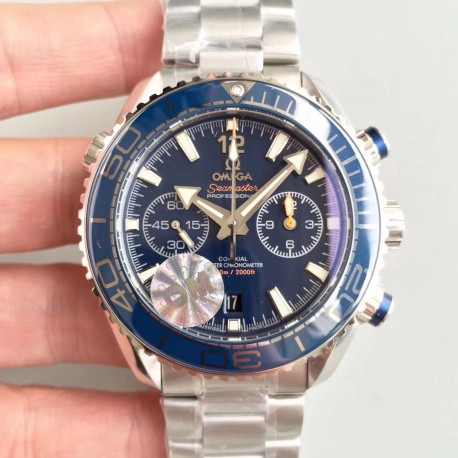 Omega Seamaster Planet Ocean 215.30.46.51.03.001 600m 45mm Stainless Steel Chronograph Working Counter Blue Dial OM Factory Swiss 9900