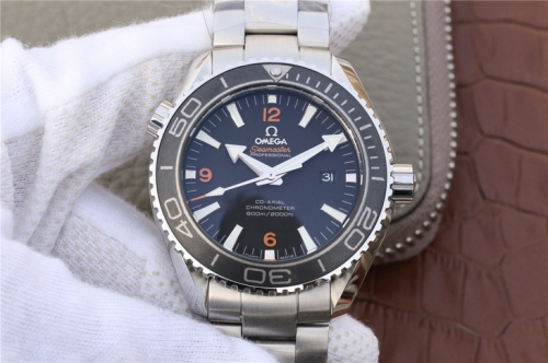 Omega Seamaster Planet Ocean 232.30.46.21.01.003 600m 45.5mm OM Factory V2 Black Dial Orange Marker on Stainless Steel Bracelet 8507