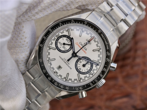 Omega Speedmaster Racing 329.30.44.51.04.001 Co-Axial Chronograph OMF 1:1 Best Edition White Dial on SS Bracelet 9900