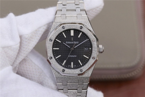 Audemars Piguet Royal Oak 37mm 15454BC.GG.1259BC.01 Replicated Frosted Gold  JH Silver Dial on Stainless Steel Bracelet 3120