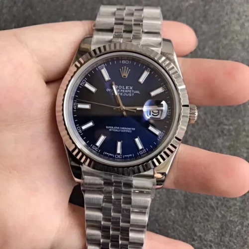 Rolex Date Just II 126334 41mm 316L RE Factory Best Edition Blue Dial Stick Marker On Stainless Steel Jubilee Bracelet Real 3235