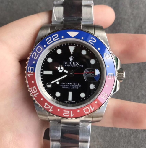 Replica Rolex GMT-Master II 116719BLRO DJ Stainless Steel Black Dial Swiss 2836