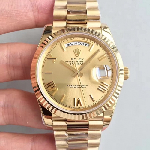 Rolex Day-Date II 228238 40mm 18K Yellow Gold Case Noob Factory 1:1 Best Edition Gold Dial Roman Marker On 18K 3255