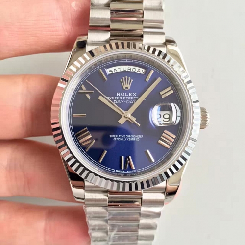 Replica Rolex Day-Date 40 228239 Noob Factory 1:1 Best Edition, 40MM, Stainless Steel, Blue Dial, Stainless Steel Bracelet, SWISS Rolex 3255 Automatic