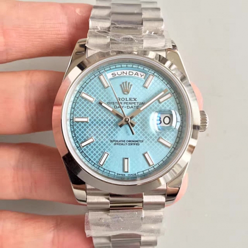 Rolex Day-Date II 228206 Stainless Steel 40mm Noob Factory 1:1 Best Edition Ice Blue Pattern Dial Stainless Steel Bracelet Swiss 3255