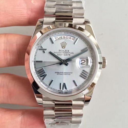 Rolex Day-Date II 228206 40mm Noob Factory 1:1 Best Edition Quadrant Textured Ice Blue Dial on SS President Bracelet Swiss 3255