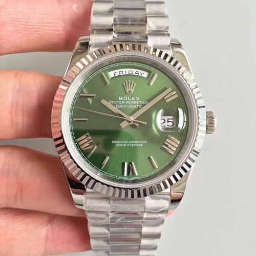 Rolex Day-Date II 228239 40mm EW Factory 1:1 Stainless Steel Best Green Dial On Stainless Steel Bracelet Swiss 3255