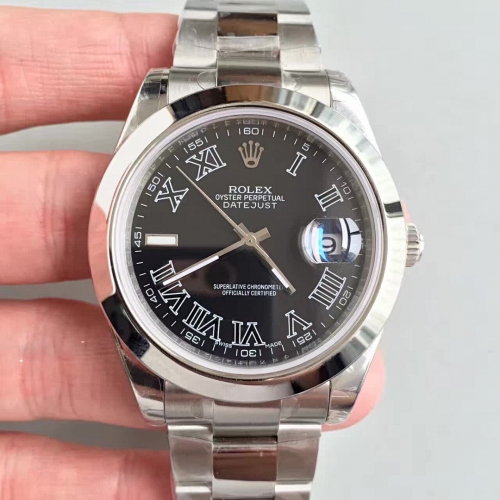 Rolex DateJust II 116334 41mm EW Factory 1:1 Stainless Steel Black Dial Roman Marker On Stainless Steel Bracelet Swiss 3136