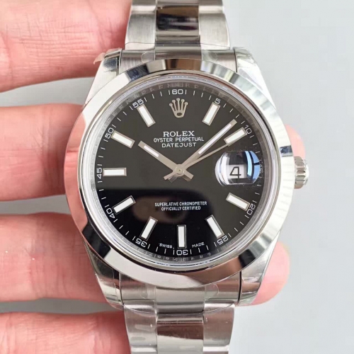 Rolex DateJust II 116300 41mm EW Factory 1:1 Stainless Steel Case Smooth Black blue Dial On Stainless Steel Bracelet Swiss 3136