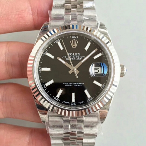 Rolex Date Just II 126334 41mm 316L EW Factory 1:1 Best Edition Black Dial Stick Marker Stainless Steel Jubilee Bracelet Real Swiss 3235