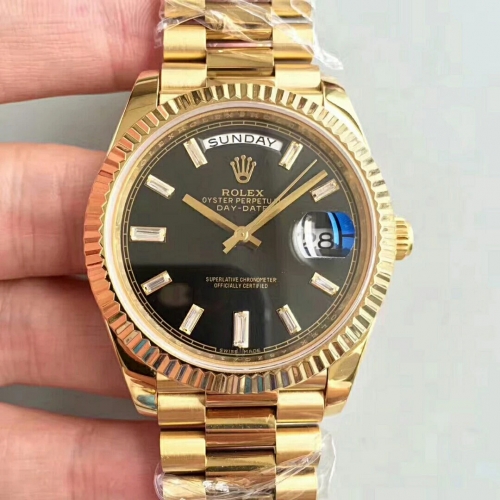 Rolex Day-Date 40 228238 40MM KW EW Factory Yellow Gold Black Dial Swiss 3255