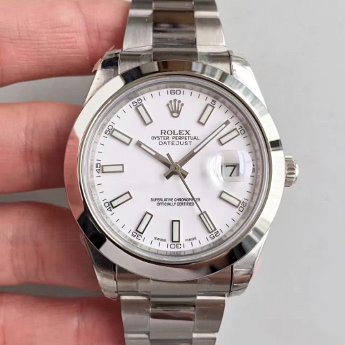 Rolex DateJust II 116300 41mm EW Factory 1:1 Stainless Steel Case Smooth Bezel White Dial On Stainless Steel Bracelet Swiss 3136