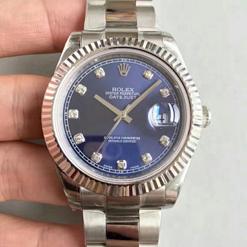 Rolex Datejust II 116334 2018 41MM EW Factory Stainless Steel Blue  Dial Swiss 3136 diamond