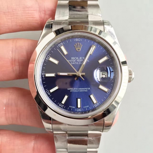 Rolex DateJust II 116300 41mm EW Factory 1:1 Stainless Steel Case Smooth Bezel blue Dial On Stainless Steel Bracelet Swiss 3136