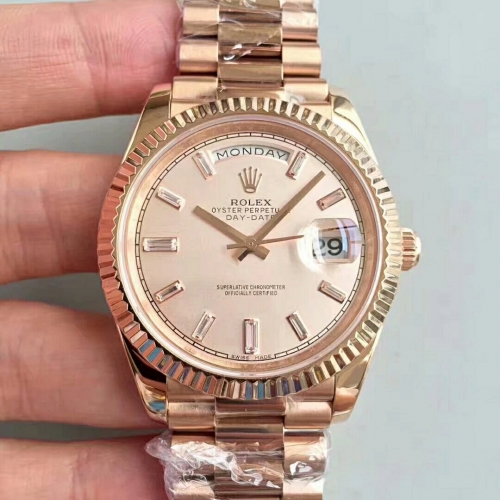 Rolex Day-Date II 218238 40mm EW Factory 1:1 Best Edition 18K Yellow Gold Best YG Dial Doamond Marker On YG Bracelet Swiss 3255