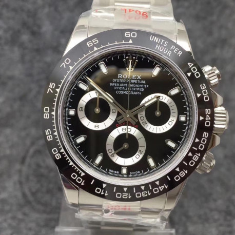 Rolex Daytona Cosmograph 116500 904L Stainless Steel Case Black Ceramic Bezel Noob 1:1 Best Edition Black Dial on SS Bracelet Swiss 4130