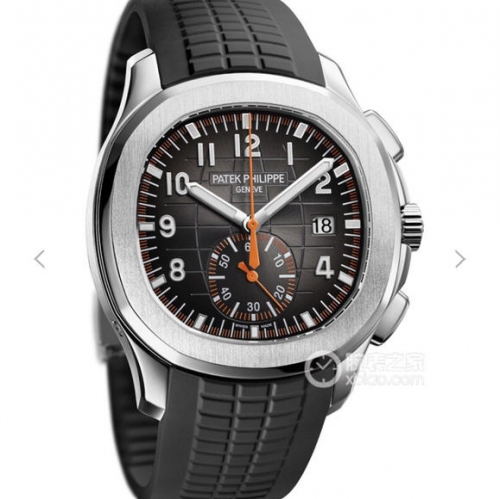 Patek Philippe Aquanaut 5968A-001 Chronograph Stainless Steel YLF 1:1 Best Edition Black-Grey Textured Dial on Black Rubber Strap 7750