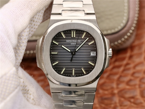 Patek Philippe Nautilus Jumbo 5711/1A-010 Stainless Steel Case PF 1:1 Best Edition Gray Textured Dial on Stainless Steel Bracelet Swiss 324