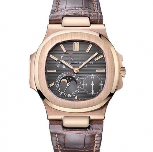 Replica Patek Philippe Nautilus Moonphase 5712R-001 Noob Factory Rose Gold Black Dial Swiss 240 PS IRM C LU