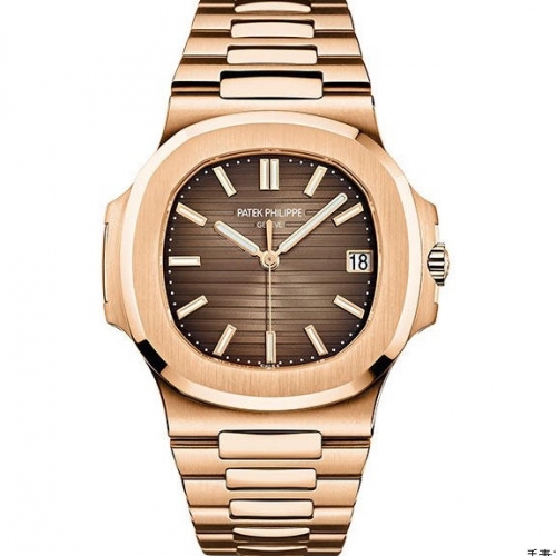 Patek Philippe Nautilus Jumbo 5711/1R-001 18K Rose gold Case PF 1:1 Brown Textured Dial on 18K Rosegold Bracelet Swiss 324