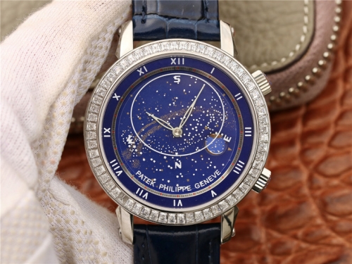 Patek Philippe Grand Complications Sky Moon Celestial 5102G NOOB  Stainless Steel & Diamond Blue Dial Swiss 240 LU CL C