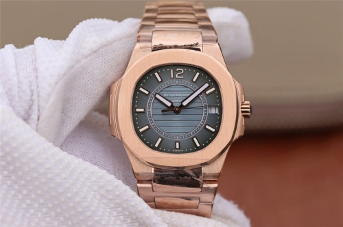 Patek Philippe Nautilus Ladies 7011-1R JJ Rose Gold Blue Dial Swiss Quartz E23-250 S C