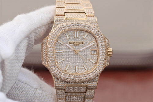 Patek Philippe Nautilus Jumbo 5719/10G-010 2018 NOOB Rose Gold & Diamonds Diamond Dial Swiss 324SC