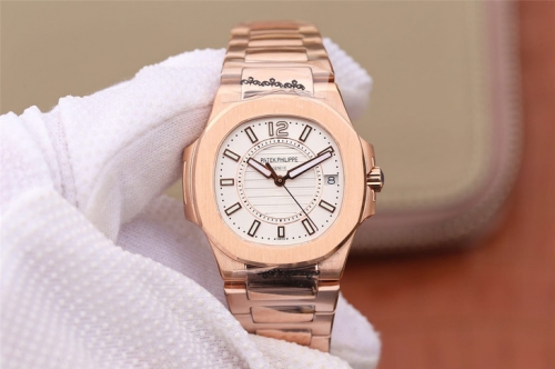 Patek Philippe Nautilus Ladies 7011/1R-001 JJ Rose Gold Silver Dial Swiss Quartz E23-250 S C