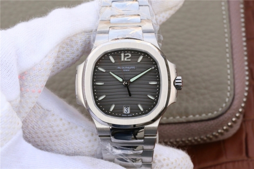Patek Philippe Nautilus Lady 7118/1A-011 Stainless Steel Case PF 1:1 Best Edition Gray Textured Dial on Stainless Steel Bracelet  Swiss 324
