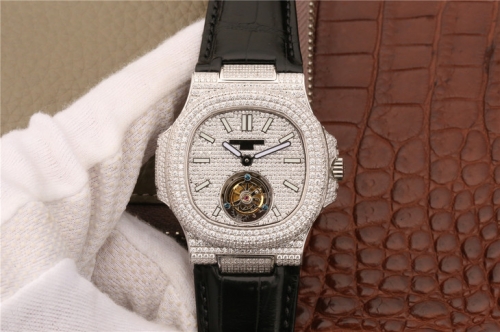 Patek Philippe Nautilus Jumbo 5711 R8 Factory Stainless Steel & Diamonds Diamond Dial Swiss Tourbillon