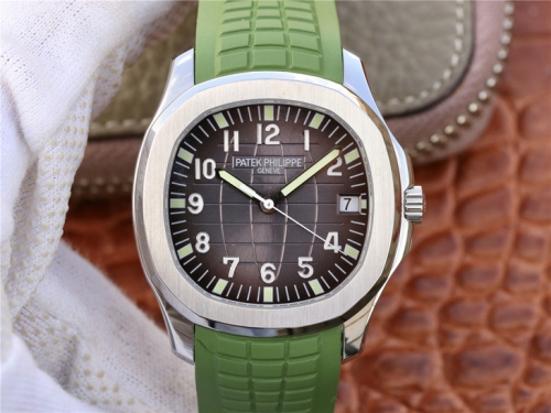 Patek Philippe Aquanaut Jumbo 5167A-001 Stainless Steel P Factory (PF) 1:1 Best Edition Black-Grey Textured Dial on Green Rubber Strap A.324