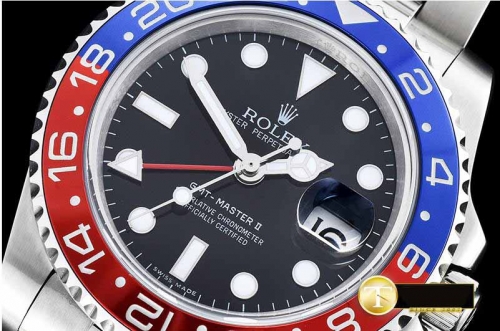 ROLEX BP Factory Best Edition Pepsi GMT with Asia 3186 Clone modified with decorated rotor, bridges/plates