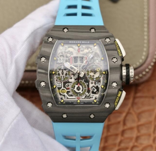 Richard Mille RM011 NTPT Carbon Chronograph KV Forged Carbon blue Skeleton Dial Swiss 7750