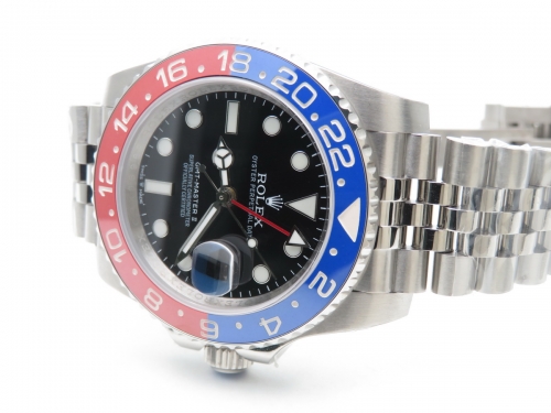 ROLEX DJ Factory GMT163A - GMT II 126710 Pepsi 904L SS/SS DJF Asia 3186 Hand Adjustable Correct Hand Stack Movement