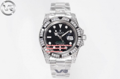 ROLEX VRF Factory V2 Asia 3186 GMT Master II  Blk/Wh 904 Dia SS/SS Blk ETA 116759