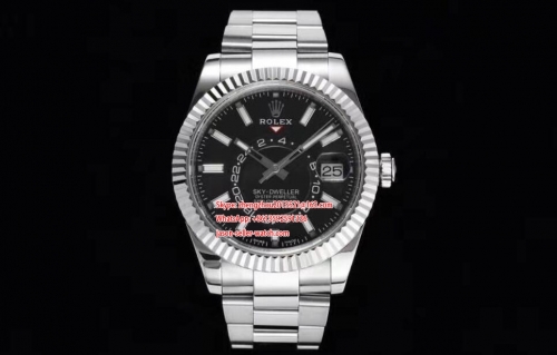 ROLEX Noob Factory Best Skydweller 1 : 1 Made to Date Bezel can be turned manually to adjust the month 326934 SS/SS Black Noob Asian 23J