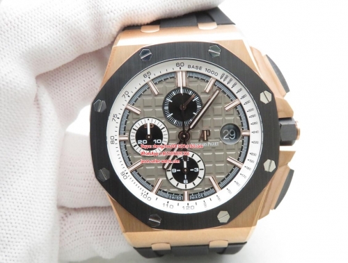 JF Factory AP Royal Oak Offshore 2019 Rose Gold  RG/RU Grey 44mm 18K Rose Gold Plated Solid Stainless Steel 316F