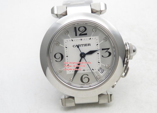 Pasha Ladies SS/SS White/Num/Dia V9F ETA 2892 V9F Factory Cartier Pasha Ladies Made 1:1 like the Genuine