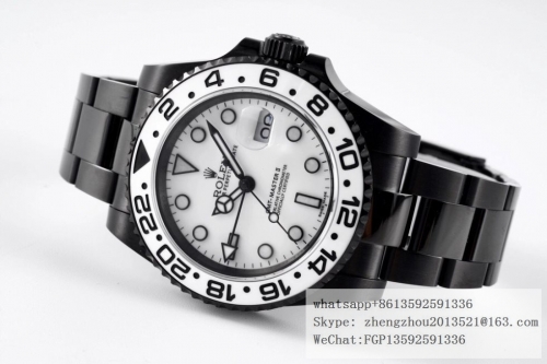 ROLEX VRF Factory 904L DLC Asia 3186 Hour Hand Adjustable GMT II 116710 904 Oys DLC/DLC Wht VRF A3186  ETA