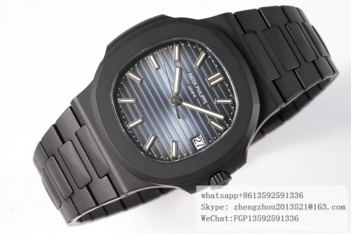 Patek philippe PPF Factory V4 Top Patek Nautilus Ref.5711 Made 1:1 with reference to a Genuine Nautilus Jumbo 5711 DLC/DLC Blue/Stk PPF V4 Asia 324 ET