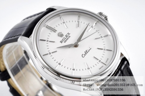 ROLEX KZF Factory Best Edition 1 : 1 Rolex Cellini Time with Asia Clone 3132 Cellini Time 50509 SS/LE White Stk/Rm KZF Asia 3132