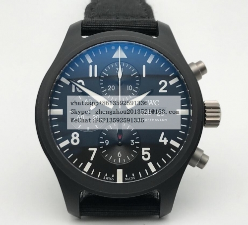 IWC AZF Factory Pilot Chronograph Spifire IW389101 Pilot Chrono IW389101 Top Gun SS/LE Black AZF A7750