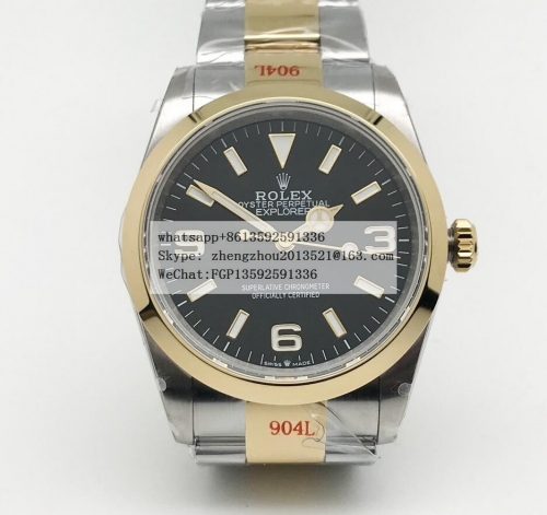 ROLEX GMF Factory Best Edition Explorer 1 Ref. 124273 36mm 904L Steel Explorer 1 124273 36mm 904L YG/SS Blk GMF Asia 3230