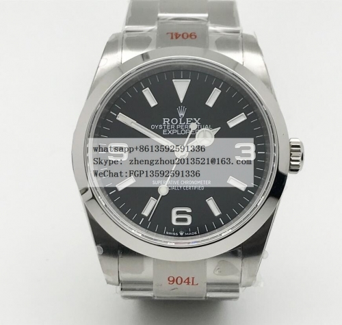 ROLEX Explorer 1 124270 36mm 904L SS/SS Blk GMF Asia 3230 GMF Factory Best Edition Explorer 1 Ref. 124270 36mm 904L Steel