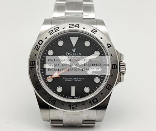 ROLEX GSF Factory with Asia 2813 Hour Hand Adjustable   Explorer II 216570 SS/SS Blk GSF A2813 CHS